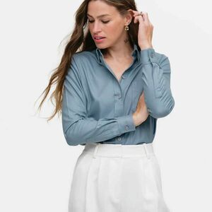 Sarah Alexandra Green Menswear Inspired Weekend Shirt Button Down Blouse, size 6
